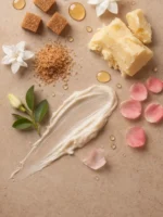 Gommage Douceur Rose Patchouli Sokoune, texture crème aux pétales de rose